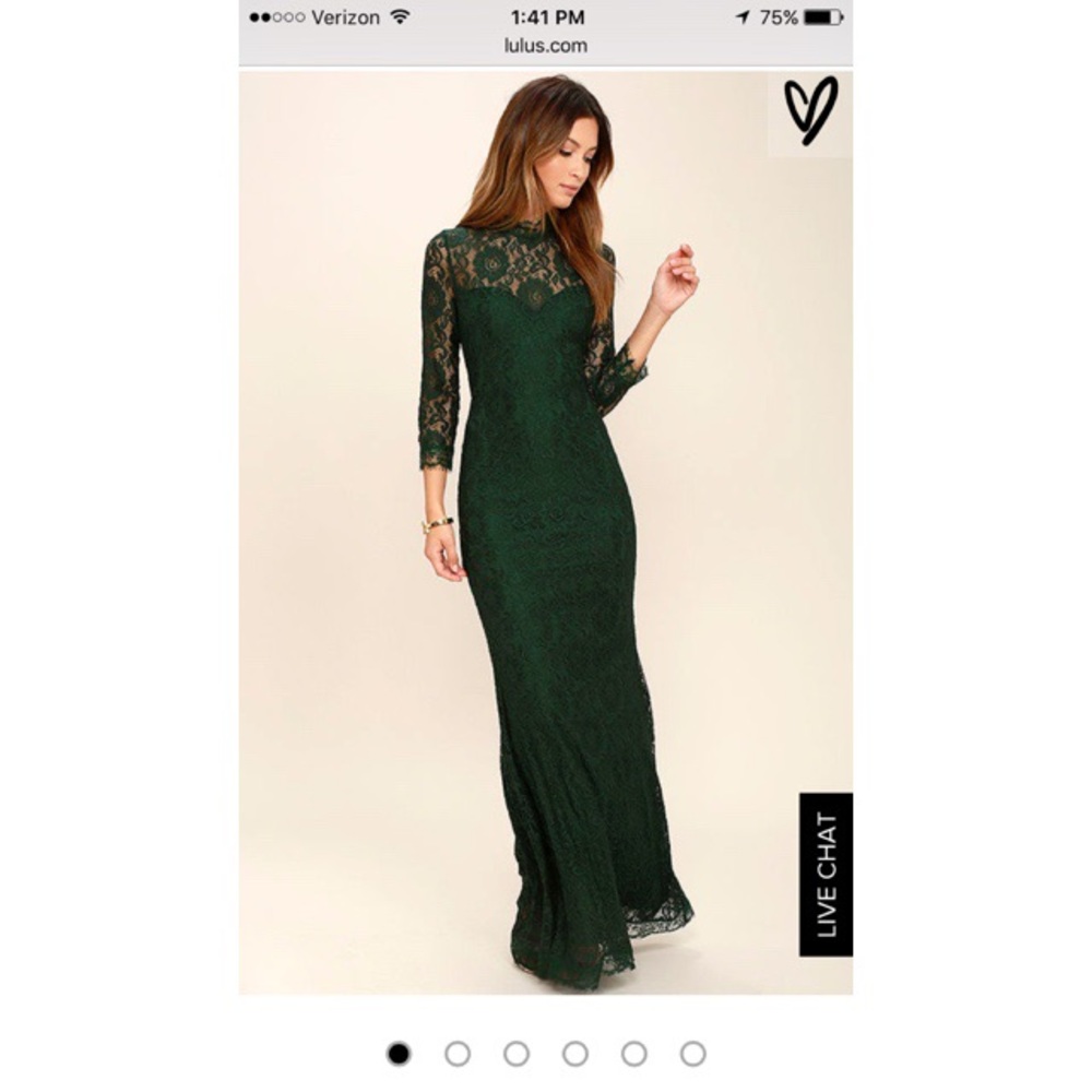 Stunning Dark Green Lace Mermaid Maxi Dress